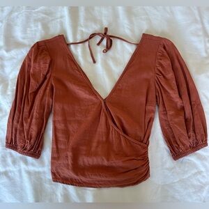 Abercrombie & Fitch Linen Puff Sleeve Top